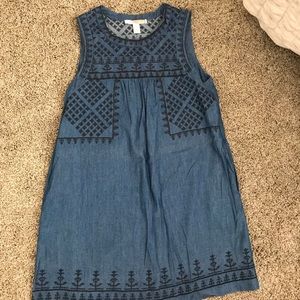 Denim embroidered dress